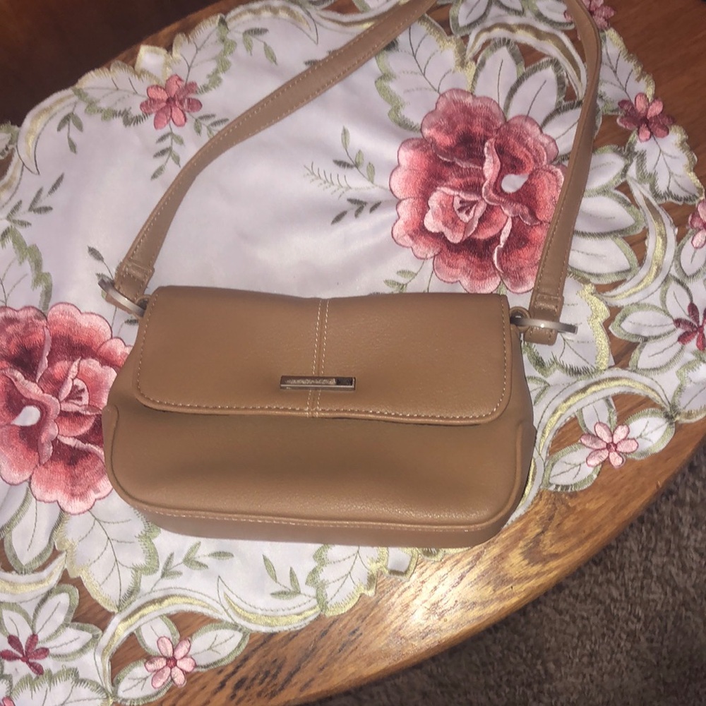Candies Elegant Tan Leather Shoulder Bag